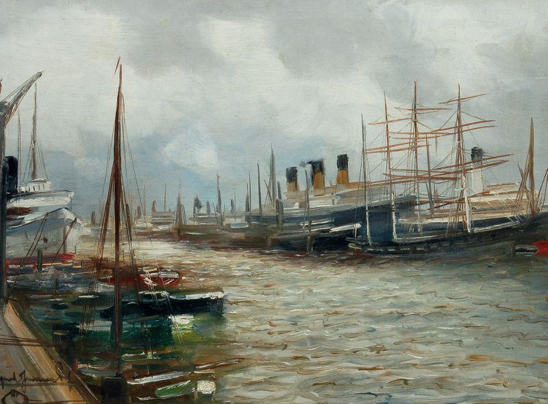 Alfred Jensen Dalmannkai Hamburg oil painting picture